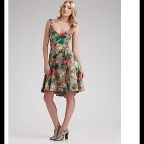 Nanette lepore floral print ruffle fit flare blooming dress - Picture 1 of 4